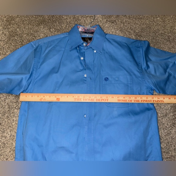 Wrangler Men's Casual Blue Button Down Shirt - Picture 3 of 5